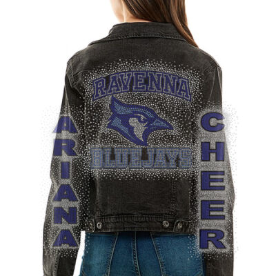 Ravenna Bluejays with Optional Sleeves - Stretched Ladies Casual Denim Jacket Thumbnail